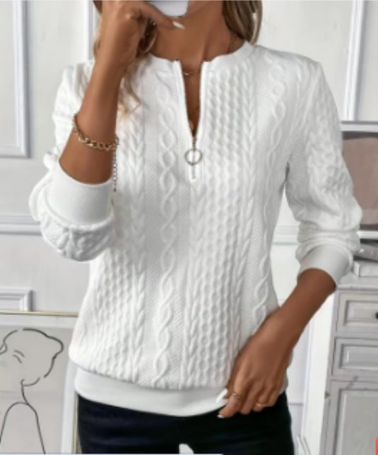Womens Jacquard Pullover Four-in-One Zipper Sweater