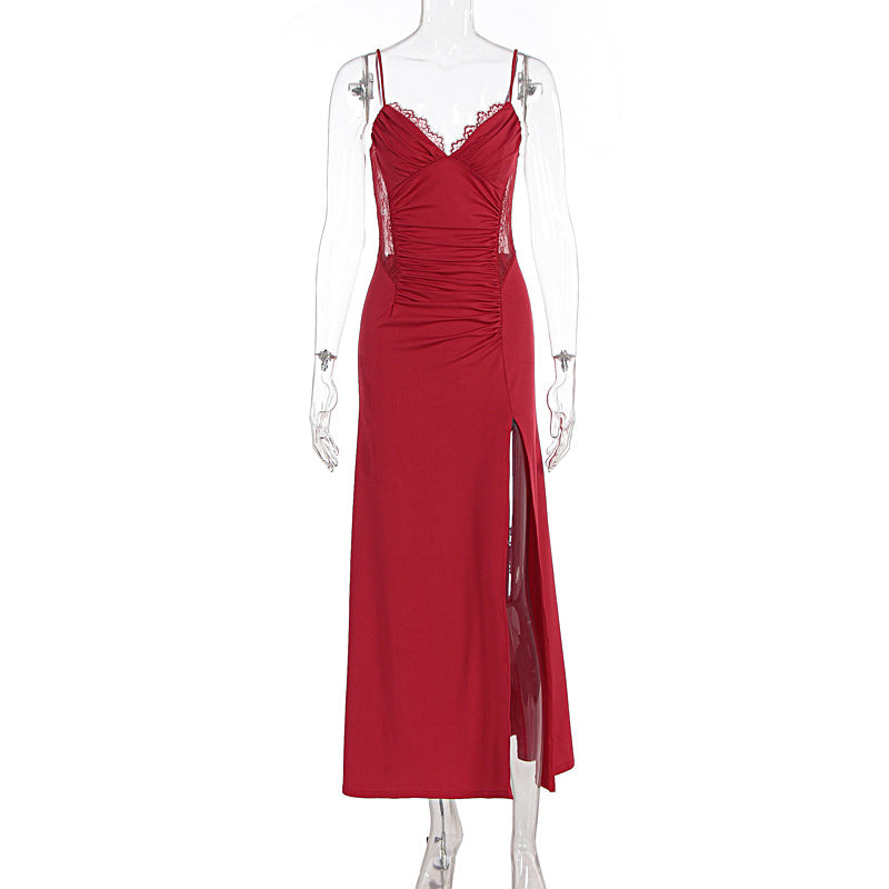 Elegant V-Neck Slit Evening Dress